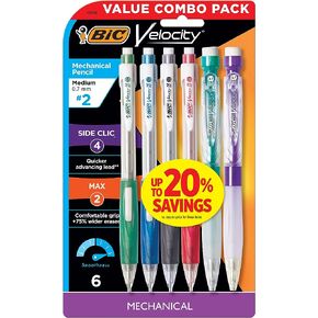 BIC Velocity Side Clic Mechanical Pencil (MPVXP61T-BLK), Medium Point (0.7 mm), Black Lead, 6-Count in Saudi Arabia