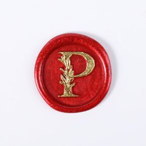 25Pcs Wax Seal Stickers Handmade Vintage Botanical Leaves Adhesive Letter Wax Stickers for Wedding Party Invitations, Envelope, Gift Wrap, Christmas(Initial P, Red) in Kuwait