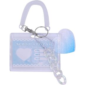 ANKOMINA Women Girls Acrylic Transparent Kpop Idol Photocard Holder Cute Love Heart ID Credit Card Sleeve Cover Protector with Pendant Keychain