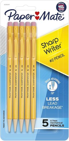 Papermate 3037631PP SharpWriter Mechanical Pencils, Twistable Tip, 0.7 Mm, Pack of 1 Blister, Total 5 Pencils in Saudi Arabia