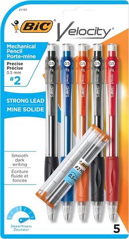 BIC Velocity Original Mechanical Pencil, Fine Point (0.5mm), Smooth Dark Writing, 5-Count in Saudi Arabia