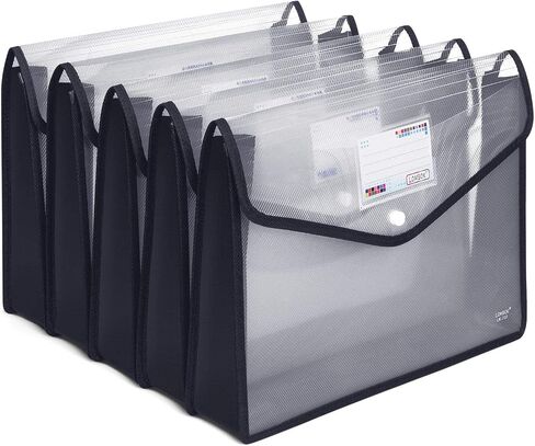 Plastic File Folders, Waterproof Transparent Expandable File Organiser - Portable Large Capacity A4B4 File Wallet for Office/Business/School (5 Pack) in Saudi Arabia