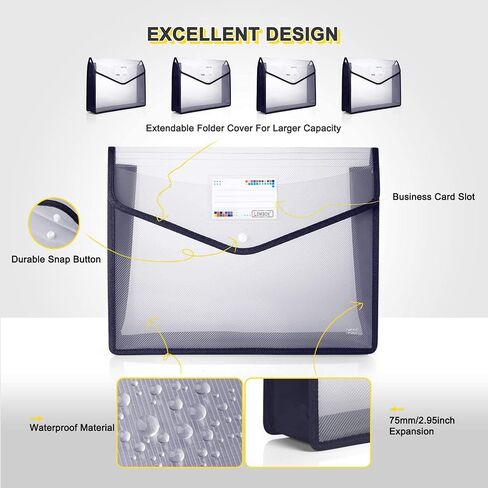 Plastic File Folders, Waterproof Transparent Expandable File Organiser - Portable Large Capacity A4B4 File Wallet for Office/Business/School (5 Pack) in Saudi Arabia