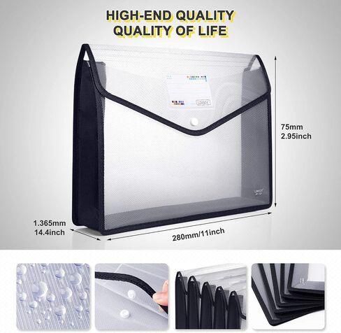 Plastic File Folders, Waterproof Transparent Expandable File Organiser - Portable Large Capacity A4B4 File Wallet for Office/Business/School (5 Pack) in Saudi Arabia