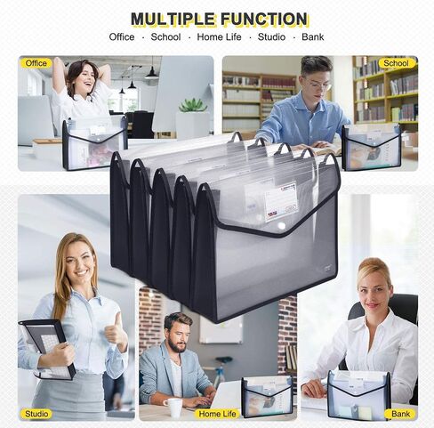 Plastic File Folders, Waterproof Transparent Expandable File Organiser - Portable Large Capacity A4B4 File Wallet for Office/Business/School (5 Pack) in Saudi Arabia
