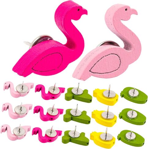 Corkboard for Office 30pcs Flamingo Pushpin Decorative Thumb Tacks Decorative Cork Board Office Cork Board Maps Thumb Tacks Leaf Push Office Thumb Tacks Push Tacks Wood in Kuwait