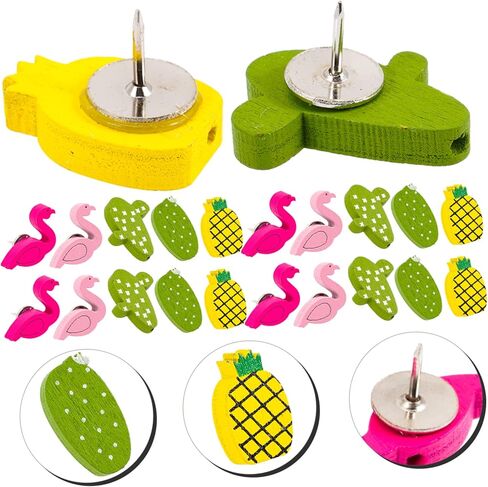 Corkboard for Office 30pcs Flamingo Pushpin Decorative Thumb Tacks Decorative Cork Board Office Cork Board Maps Thumb Tacks Leaf Push Office Thumb Tacks Push Tacks Wood in Kuwait