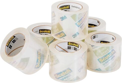 Scotch Sure Start Shipping Packaging Tape, 1.88" x 25 yd, Designed for Packing, Shipping and Mailing, No Splitting or Tearing, 1.5" Core, Clear, 6 Rolls (DP-1000RF6) in Saudi Arabia