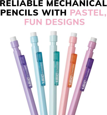 BIC® Xtra-Smooth Mechanical Pencils, Medium Point, 0.7 mm, 2 Lead, Assorted Pastel Barrel Colors, Pack Of 24 Pencils in Kuwait