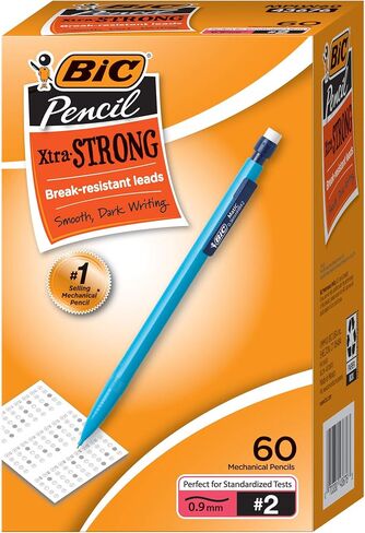 BIC Xtra-Strong Mechanical Pencil, 2 Lead, No Smudge, Colorful Barrel, Thick Point (0.9mm), Assorted Colors, 60-Count in Saudi Arabia