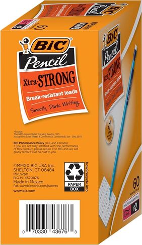 BIC Xtra-Strong Mechanical Pencil, 2 Lead, No Smudge, Colorful Barrel, Thick Point (0.9mm), Assorted Colors, 60-Count in Saudi Arabia