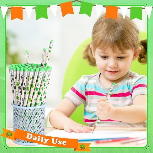 زوبي 300 قطعة من اقلام رصاص عيد القديس باتريك، اقلام خشب شامروك لعيد القديس باتريك، اقلام رصاص خضراء للحفلات للاطفال، جوائز وحوافز ومستلزمات مدرسية للمكتب in Kuwait
