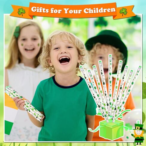 زوبي 300 قطعة من اقلام رصاص عيد القديس باتريك، اقلام خشب شامروك لعيد القديس باتريك، اقلام رصاص خضراء للحفلات للاطفال، جوائز وحوافز ومستلزمات مدرسية للمكتب in Kuwait