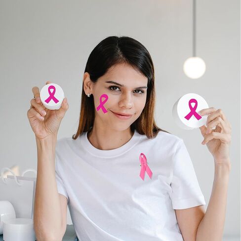200 Pcs Pink Ribbon Pins Breast Cancer Awareness Ribbon Pins and 100 Pcs Breast Cancer Awareness Stickers Fundraising Lapel Pins for Breast Cancer Charity Event Survivor Campaign Party Favors Supplies in Saudi Arabia