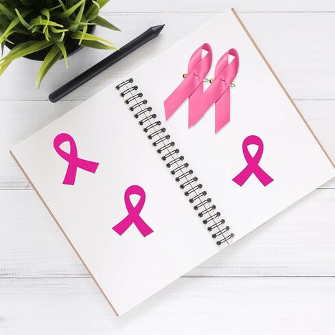 200 Pcs Pink Ribbon Pins Breast Cancer Awareness Ribbon Pins and 100 Pcs Breast Cancer Awareness Stickers Fundraising Lapel Pins for Breast Cancer Charity Event Survivor Campaign Party Favors Supplies in Saudi Arabia