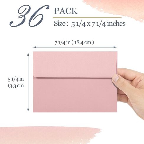 5x7 Envelopes for Invitations, 36-Pack A7 Envelopes for 5x7 Cards, Colored Invitation Envelopes, 6 Warm Pastel Colors, 5 1/4 x 7 1/4 Inches in Kuwait