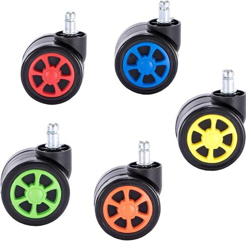 Gaming Office Chair Casters Floor Protection Rubber (5 Sets) 60mm Casters with Standard Stem Size （ Blue） in Kuwait