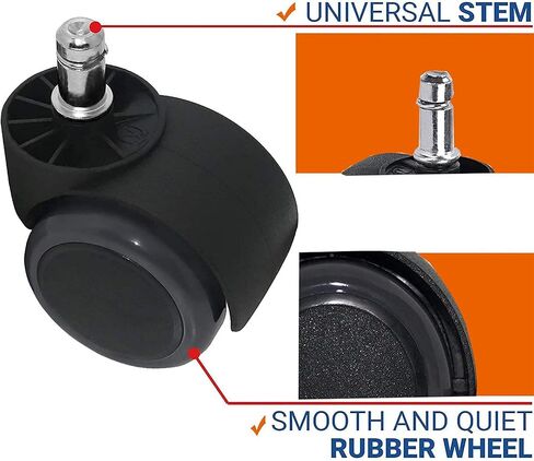 Gaming Office Chair Casters Floor Protection Rubber (5 Sets) 60mm Casters with Standard Stem Size （ Blue） in Kuwait