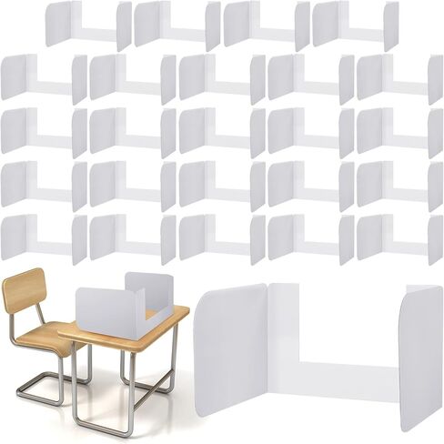 PerKoop 24 Pcs Privacy Dividers for Students Desk Classroom Privacy Panels with Open Front Window Trifold Testing Privacy Boards White Desk Dividers Privacy Folders for School Office in Saudi Arabia