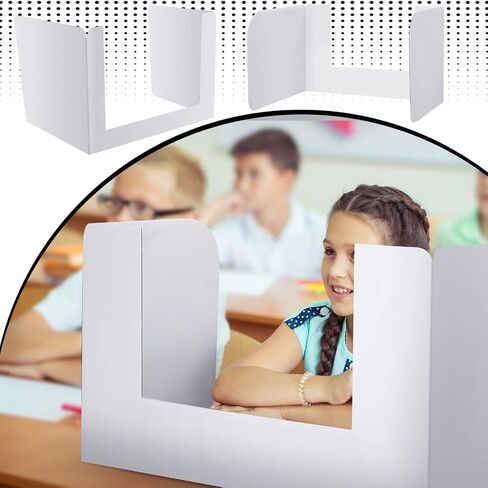 PerKoop 24 Pcs Privacy Dividers for Students Desk Classroom Privacy Panels with Open Front Window Trifold Testing Privacy Boards White Desk Dividers Privacy Folders for School Office in Saudi Arabia