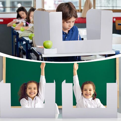 PerKoop 24 Pcs Privacy Dividers for Students Desk Classroom Privacy Panels with Open Front Window Trifold Testing Privacy Boards White Desk Dividers Privacy Folders for School Office in Saudi Arabia