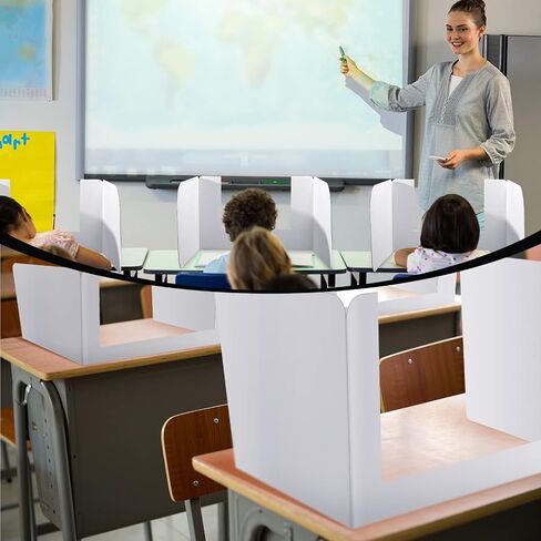PerKoop 24 Pcs Privacy Dividers for Students Desk Classroom Privacy Panels with Open Front Window Trifold Testing Privacy Boards White Desk Dividers Privacy Folders for School Office in Saudi Arabia