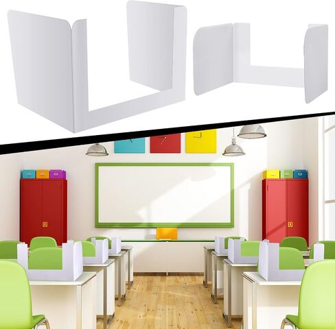 PerKoop 24 Pcs Privacy Dividers for Students Desk Classroom Privacy Panels with Open Front Window Trifold Testing Privacy Boards White Desk Dividers Privacy Folders for School Office in Saudi Arabia