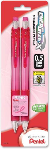 Pentel BCA energize-x ميكانيكية القلم الرصاص ، 0.5 ملم ، متوفر باللون الوردي البراميل ، حزمة مكونة من 2 (pl105bp2p-bc) in Saudi Arabia