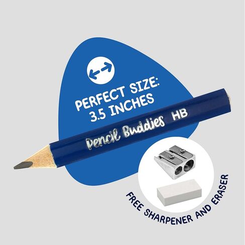 أقلام رصاص قصيرة جامبو للأطفال لمرحلة ما قبل المدرسة ورياض الأطفال والأطفال الصغار والمبتدئين - 12 قلم رصاص سميك ومبراة وممحاة، وأقلام رصاص HB، ومقبض مثلث، وأقلام رصاص كبيرة (متعددة الألوان) in Kuwait