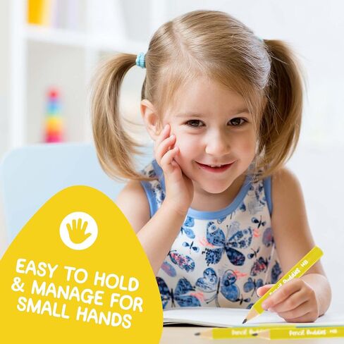 أقلام رصاص قصيرة جامبو للأطفال لمرحلة ما قبل المدرسة ورياض الأطفال والأطفال الصغار والمبتدئين - 12 قلم رصاص سميك ومبراة وممحاة، وأقلام رصاص HB، ومقبض مثلث، وأقلام رصاص كبيرة (متعددة الألوان) in Kuwait