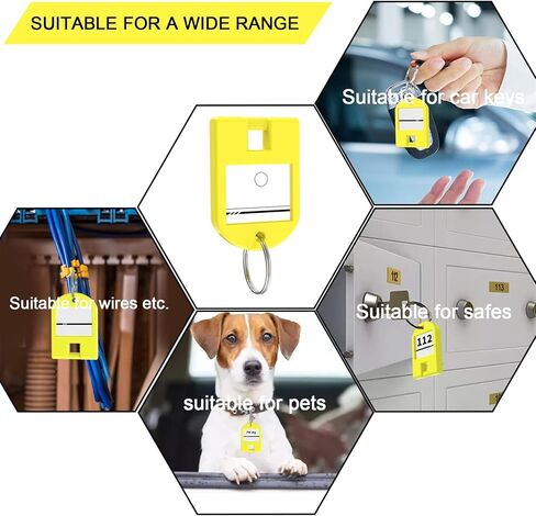 علامات مفاتيح وي هير (عبوة من 50 قطعة)، حلقات مفاتيح لسلاسل المفاتيح لمفتاح السيارة، ملصقات مفاتيح مع نافذة، حلقات مفاتيح صغيرة للفندق والمكتب والمنزل in Kuwait