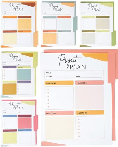 مجلدات ملفات المشروع 24 حزمة - مجلدات ملفات لطيفة ملونة، أدوات إدارة المشروع، مجلد المهام - مجلد مشروع ذو 6 ألوان قابل للعكس، منظم إدارة المشروع، مجلدات المكتب - 11.5 × 8.9 بوصة in Kuwait
