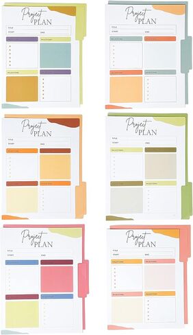 مجلدات ملفات المشروع 24 حزمة - مجلدات ملفات لطيفة ملونة، أدوات إدارة المشروع، مجلد المهام - مجلد مشروع ذو 6 ألوان قابل للعكس، منظم إدارة المشروع، مجلدات المكتب - 11.5 × 8.9 بوصة in Kuwait