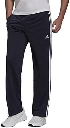 adidas Men's Essentials Warm-up Open Hem 3-stripes Tracksuit Bottoms, Black-white, in Kuwait