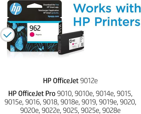 Original HP 962 Magenta Ink Cartridge | Works with HP OfficeJet 9010 Series, HP OfficeJet Pro 9010, 9020 Series | Eligible for Instant Ink | 3HZ97AN in Kuwait