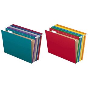 Pendaflex Recycled Hanging File Folders, Letter Size, Assorted Jewel-Tone Colors, Two-Tone for Foolproof Filing, 1/5-Cut Tabs, 25 Per Box (81667)