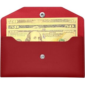 Molain Leather Cash Envelopes, Money Envelope Reusable Waterproof Budget Envelope (pink)