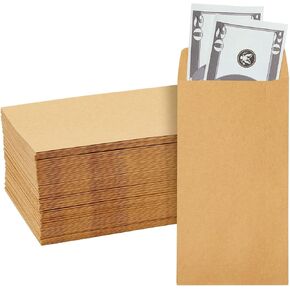 100-Pack Brown #7 Small Money Envelopes for Cash, 3.5 x 6.5 Inches Budgeting, Banks, Money Saving Challenges, Currency Envelopes for Coins, Budget Planning, 130 GSM