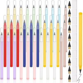 Jspupifip 30 Pcs Forever Everlasting Inkless Pencil with 10 Eraser,Infinity Inkless Pencil Reusable Colored with 10 Pcs Replaceable Graphite Nib for Aesthetic School Office Writing Supplies in Saudi Arabia