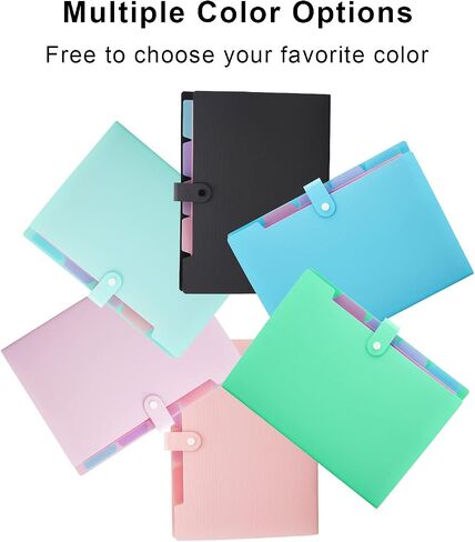 Expanding File Folder, 5 Pocket Cute Folders with Labels Letter Size Accordion File Organizer Portable Expandable File Folder for Documents Aesthetic Paper Organizer Folder for School Office in Kuwait