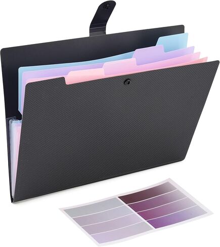 Expanding File Folder, 5 Pocket Cute Folders with Labels Letter Size Accordion File Organizer Portable Expandable File Folder for Documents Aesthetic Paper Organizer Folder for School Office in Kuwait