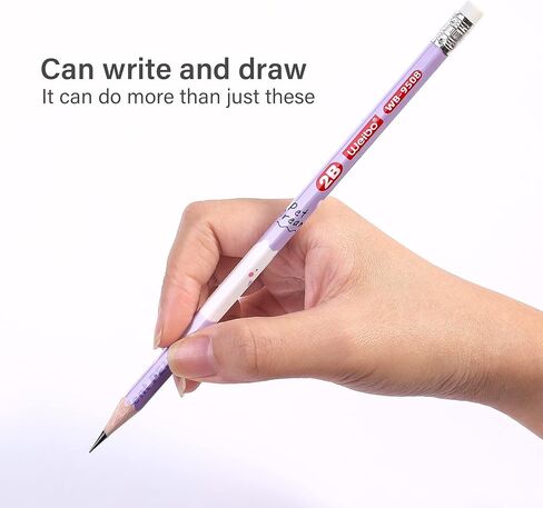 أقلام رصاص سداسية من Weibo 2B، دهنية، سميكة، قوية، أقلام رصاص سداسية مع ممحاة ومبراة، مناسبة للمدرسة والأطفال والفنون والرسم والصياغة والرسم والتظليل (عبوة من 12 قطعة) (أزرق) in Kuwait