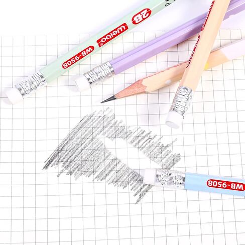 أقلام رصاص سداسية من Weibo 2B، دهنية، سميكة، قوية، أقلام رصاص سداسية مع ممحاة ومبراة، مناسبة للمدرسة والأطفال والفنون والرسم والصياغة والرسم والتظليل (عبوة من 12 قطعة) (أزرق) in Kuwait