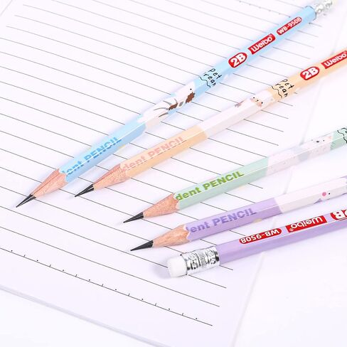 أقلام رصاص سداسية من Weibo 2B، دهنية، سميكة، قوية، أقلام رصاص سداسية مع ممحاة ومبراة، مناسبة للمدرسة والأطفال والفنون والرسم والصياغة والرسم والتظليل (عبوة من 12 قطعة) (أزرق) in Kuwait