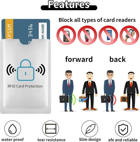 20 Pack Rfid Card Sleeves Rfid Passport Sleeve Rfid Blocking Sleeves Credit Card Protector Sleeves Credit Card Sleeves Set Identity Theft Protection Secure Sleeve For Easily Into Your Wallet(Silver) in Saudi Arabia