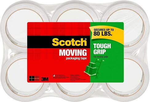 شريط تغليف متحرك Scotch Tough Grip، 1.88 بوصة × 43.7 ياردة، تثبيت قوي على جميع أنواع الصناديق بما في ذلك الصناديق المعاد تدويرها، ويؤمن الصناديق التي يصل وزنها إلى 80 رطلاً، 3 بوصة، شفاف، 6 بكرات (3500-40-6) in Kuwait