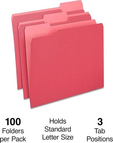 Staples File Folders, 1/3 Cut, Letter Size, Red, 100/Box in Saudi Arabia