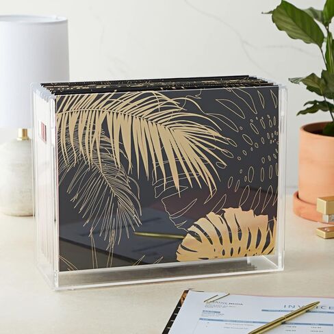 12 Pack 1/5 Cut Hanging File Folders Letter Size, Gold Foil Leaf Designs (3 Designs, 12 x 9 in) in Saudi Arabia
