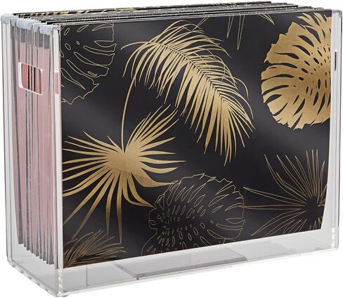 12 Pack 1/5 Cut Hanging File Folders Letter Size, Gold Foil Leaf Designs (3 Designs, 12 x 9 in) in Saudi Arabia
