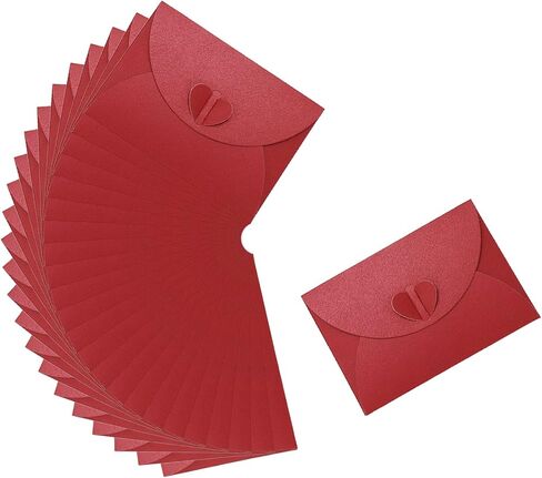 Red Large 24 Pack Heart Clasp Tiny Items Storage Cute Present Card Holder,Paper Envelopes,Envelopes for Invitation Gift Card Envelopes 8.66" x 6.3" in Saudi Arabia